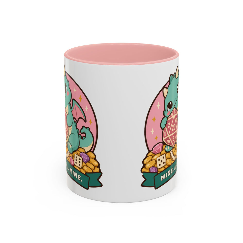 Cute Dragon Mug, Mine All Mine D20 Coffee Mug, TTRPG Dice Collector Gift