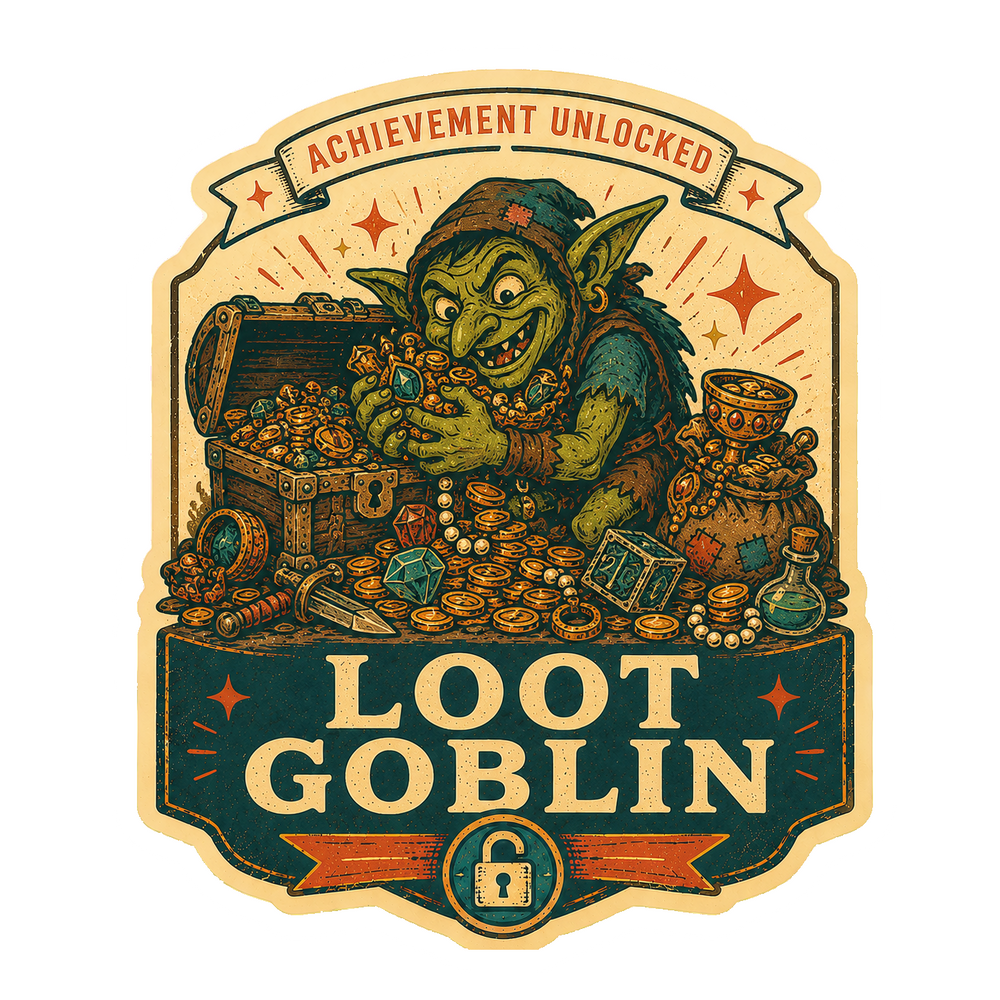 Loot Goblin Sticker, Funny Tabletop RPG Treasure Hoard Decal