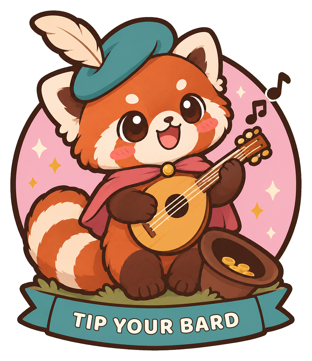 Tip Your Bard Sticker, Cute Red Panda Bard Gift for Tabletop RPG Players