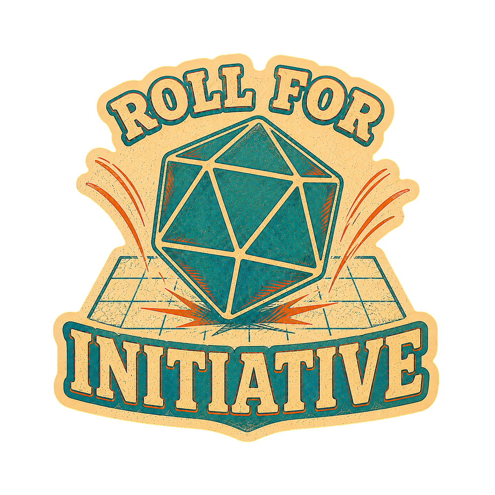 Roll for Initiative Sticker, Retro D20 Dice Decal for Tabletop RPG Gamers