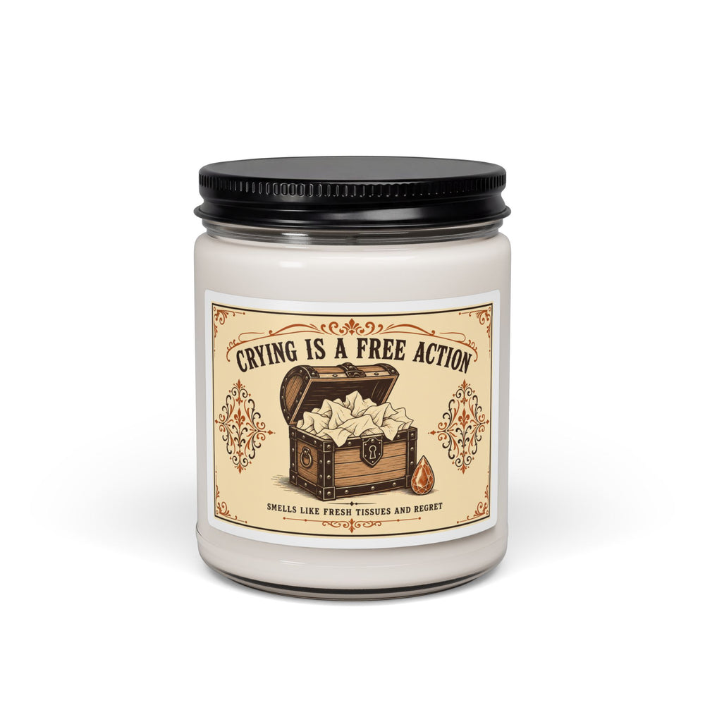 Crying Is a Free Action Candle, Funny RPG Scented Soy Candle
