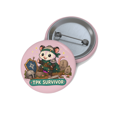Cute TPK Survivor Pin Button, Kawaii Chibi Tabletop RPG Pinback Button