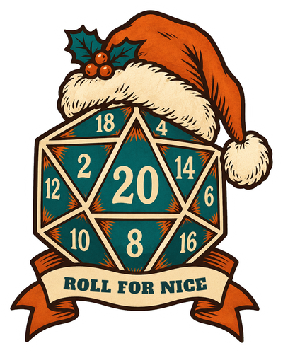 Roll for Nice Sticker, D20 Santa Hat Stocking Stuffer for Tabletop RPG Players