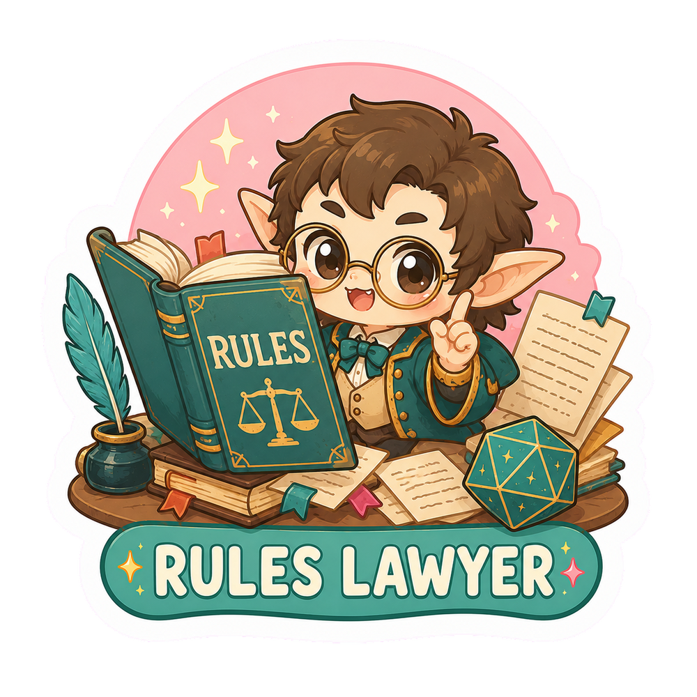 Cute Rules Lawyer Sticker, Kawaii Chibi Tabletop RPG Decal