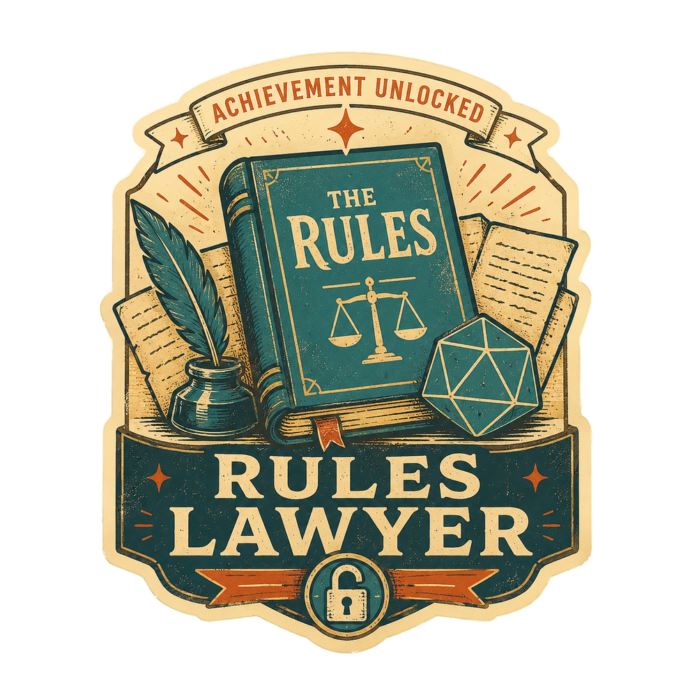 Rules Lawyer Sticker, Funny Tabletop RPG Decal for Dice Gamers