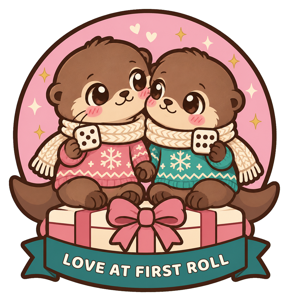 Love at First Roll Sticker, Cute Valentine and Holiday Gift for Gamer Couples