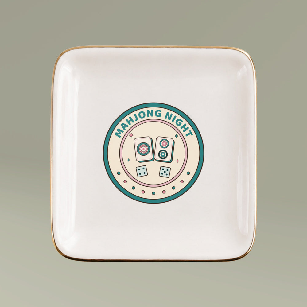 Mahjong Dice Dish, Mahjong Night Trinket Dish, Ceramic Mahjong Gift