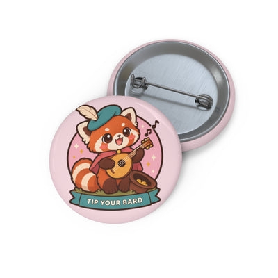 Tip Your Bard Pin Button, Cute Red Panda Bard Pinback for Tabletop RPG Players