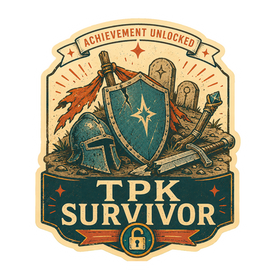 TPK Survivor Sticker, Funny Tabletop RPG Party Wipe Decal