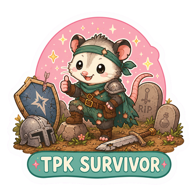 Cute TPK Survivor Sticker, Kawaii Chibi Tabletop RPG Decal