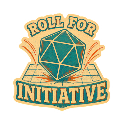 Roll for Initiative Sticker, Retro D20 Dice Decal for Tabletop RPG Gamers