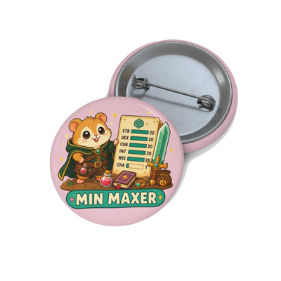 Cute Min Maxer Pin Button, Kawaii Chibi Tabletop RPG Character Sheet Pinback Button