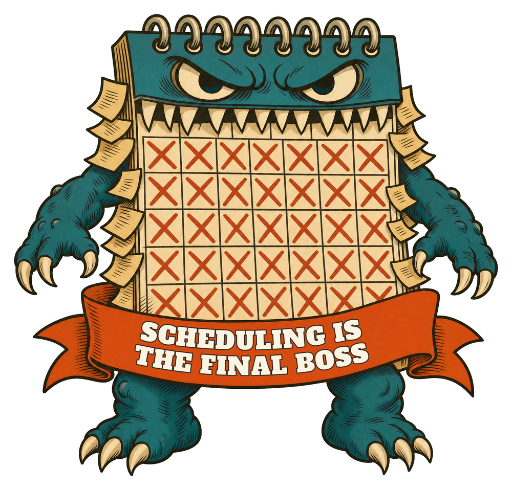 Scheduling Is the Final Boss Sticker, Funny Tabletop RPG Gift for Game Masters