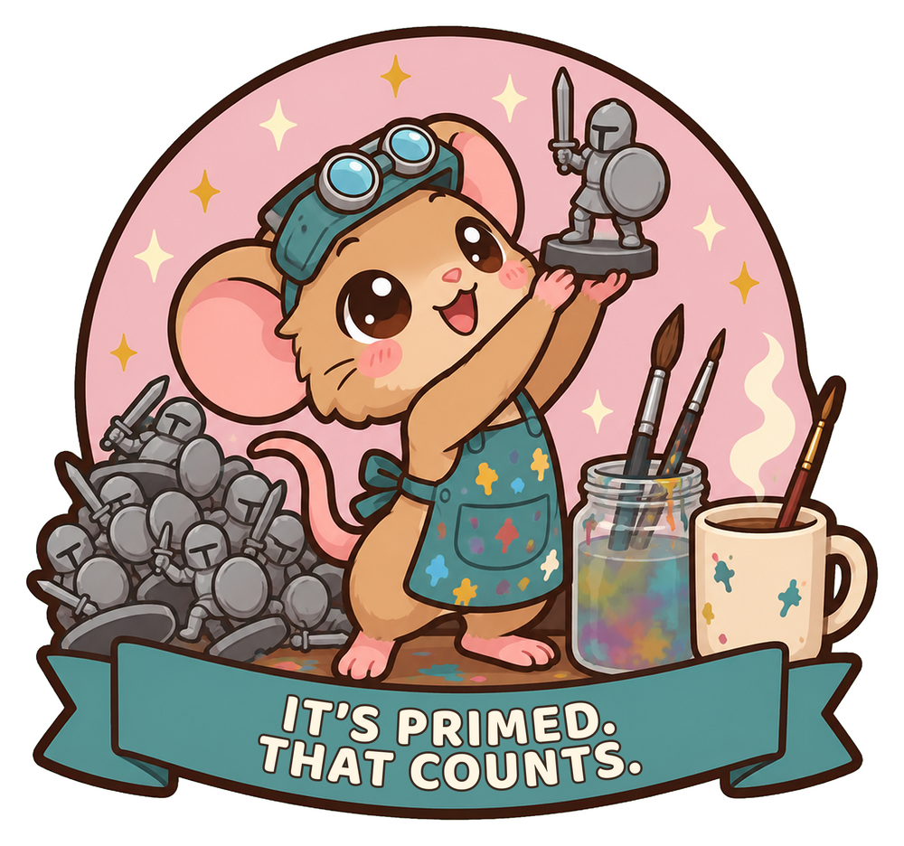 It's Primed. That Counts. Sticker, Cute Miniature Painting Gift for Mini Painters