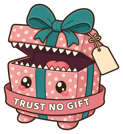 Mimic Sticker, Trust No Gift Cute Present Monster, Funny Christmas RPG Decal