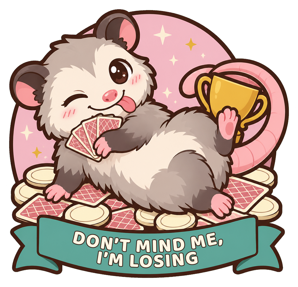 Don't Mind Me I'm Losing Sticker, Funny Opossum Gift for Board Game Night