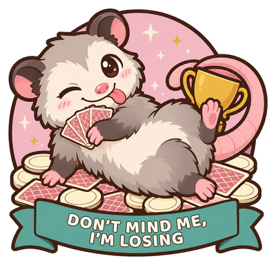 Don't Mind Me I'm Losing Sticker, Funny Opossum Gift for Board Game Night