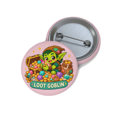 Cute Loot Goblin Pin Button, Kawaii Chibi Tabletop RPG Pinback Button