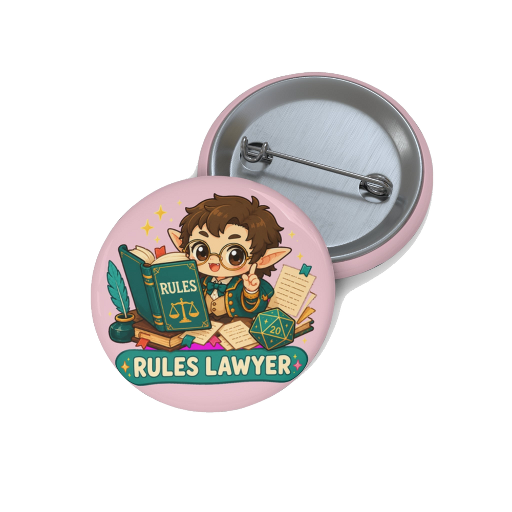 Cute Rules Lawyer Pin Button, Kawaii Chibi Tabletop RPG Pinback Button
