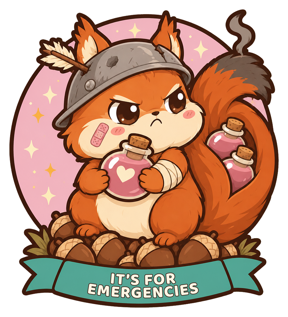 It's for Emergencies Sticker, Cute Squirrel Healing Potion Gift for RPG Players