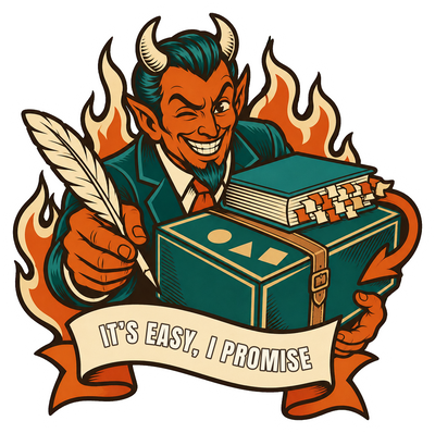 It's Easy I Promise Sticker, Retro Tattoo Flash Devil, Funny Board Game Gift
