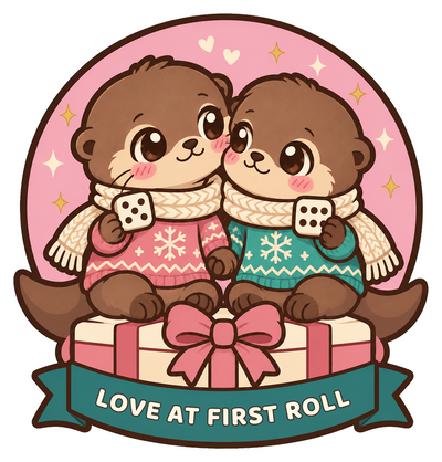 Love at First Roll Sticker, Cute Valentine and Holiday Gift for Gamer Couples