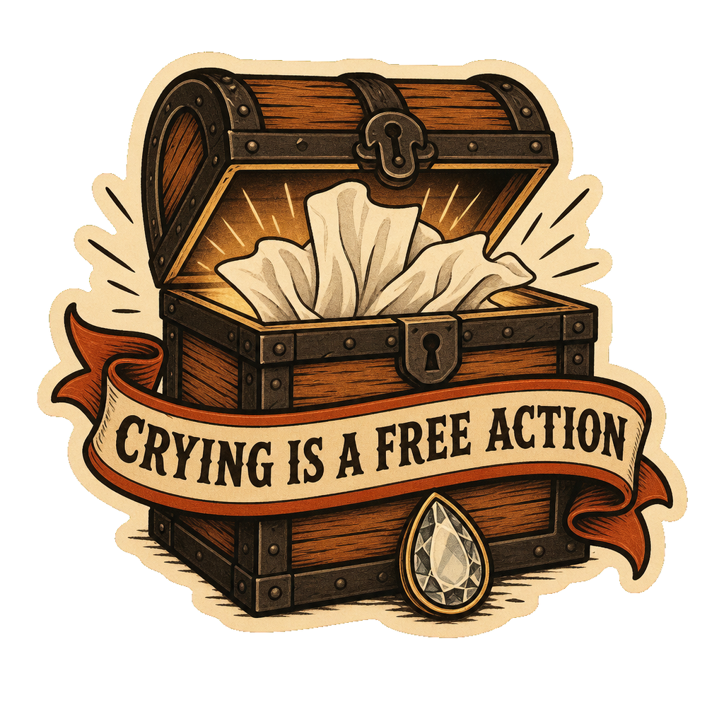Crying Is a Free Action Sticker, Funny Tabletop RPG Decal