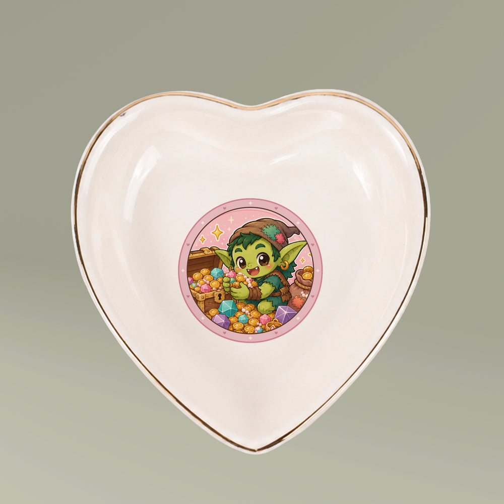 Loot Goblin Trinket Dish, Cute Goblin Ring Dish, Heart Shaped Ceramic Gift