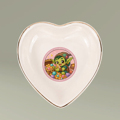 Loot Goblin Trinket Dish, Cute Goblin Ring Dish, Heart Shaped Ceramic Gift