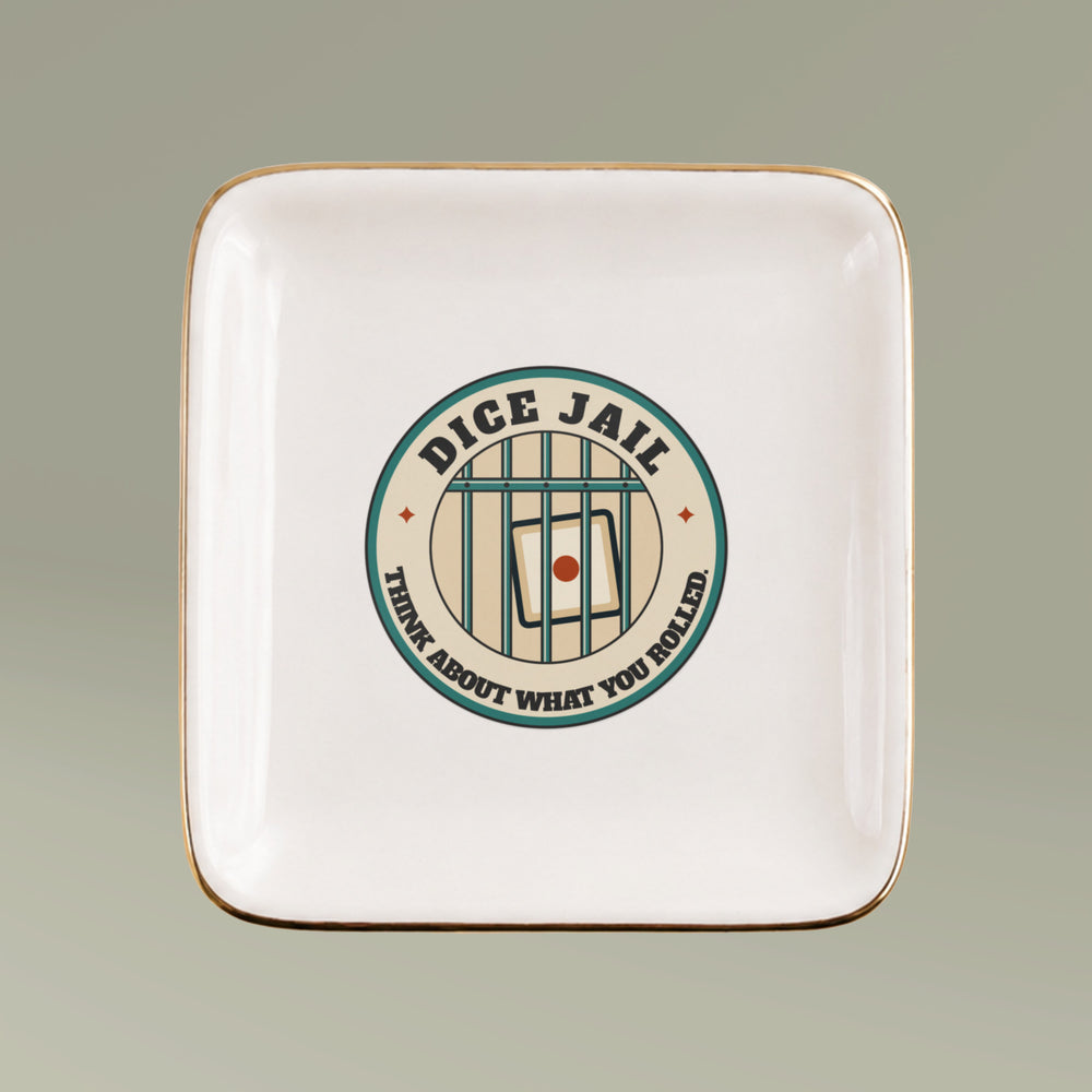 Dice Jail Trinket Dish, Funny Ceramic Dice Dish for Tabletop RPG Players